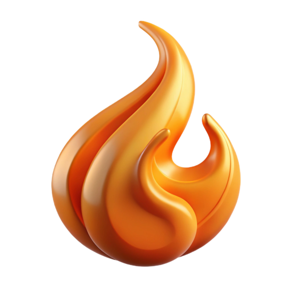 stunning contemporary A single, stylized flame with dynamic, swirling shapes, professional png