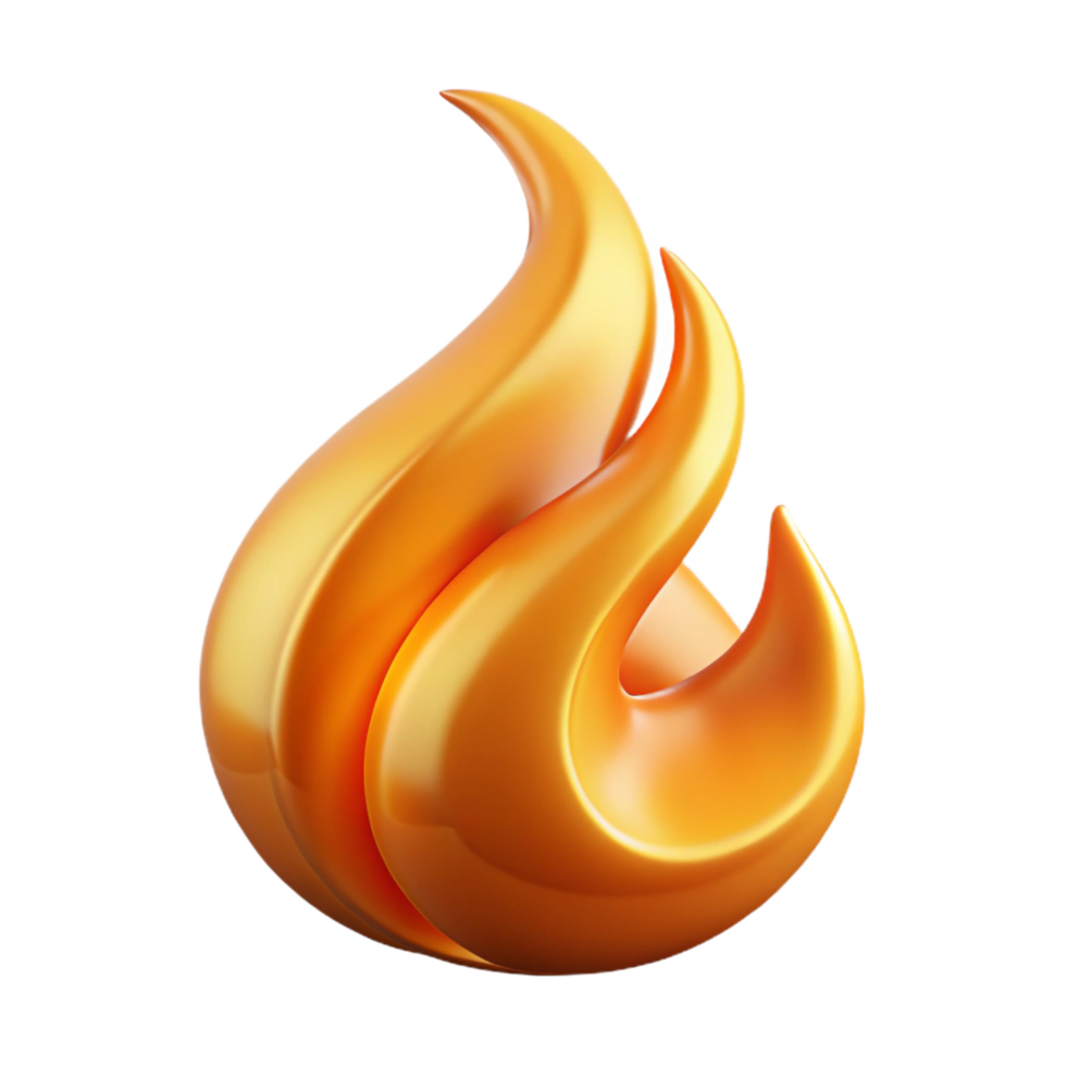 stunning modern A single, stylized flame with dynamic, swirling shapes, premium png