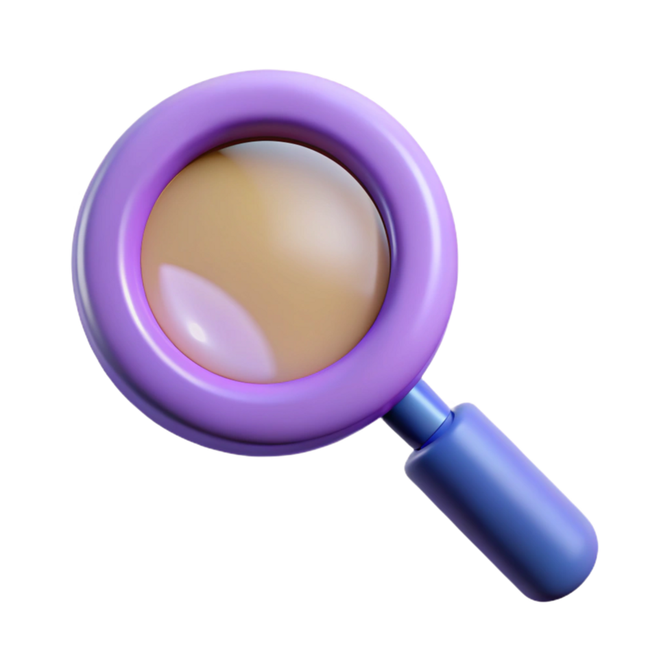 serene vintage A single, stylized magnifying glass with distorted lens, professional png