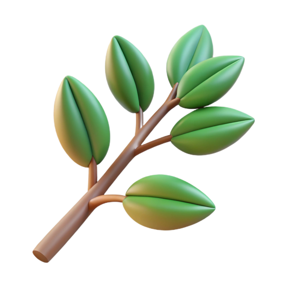 vibrant abstract A single, stylized tree branch with abstract leaves, high quality png