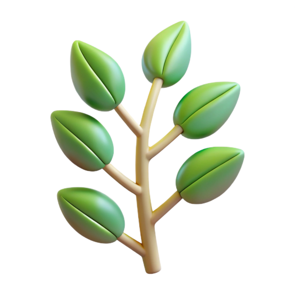beautiful minimalist A single, stylized tree branch with abstract leaves, high resolution png