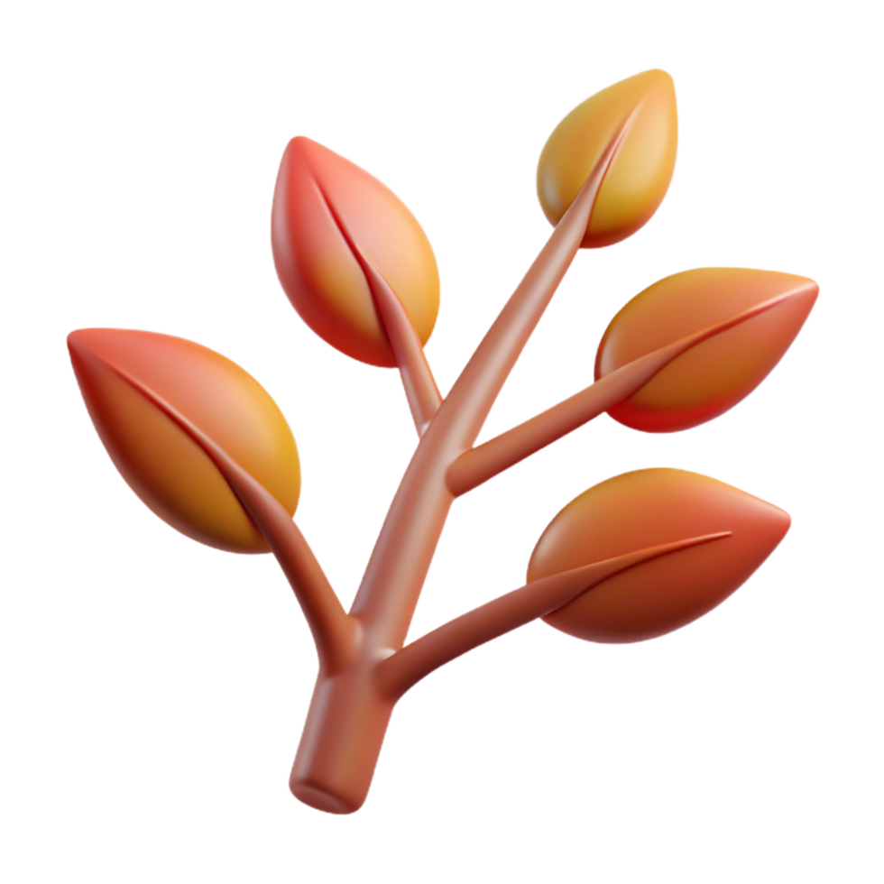 extraordinary creative A single, stylized tree branch with abstract leaves, authentic png