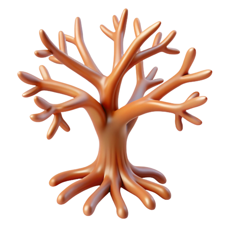 serene vintage A single, stylized root system with intricate branches, high quality png