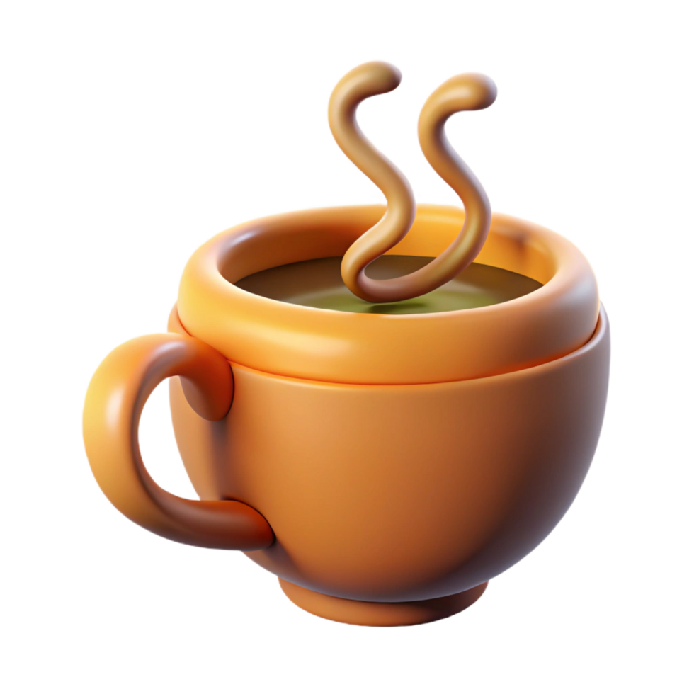 wonderful contemporary A single, stylized coffee cup with abstract steam, authentic png