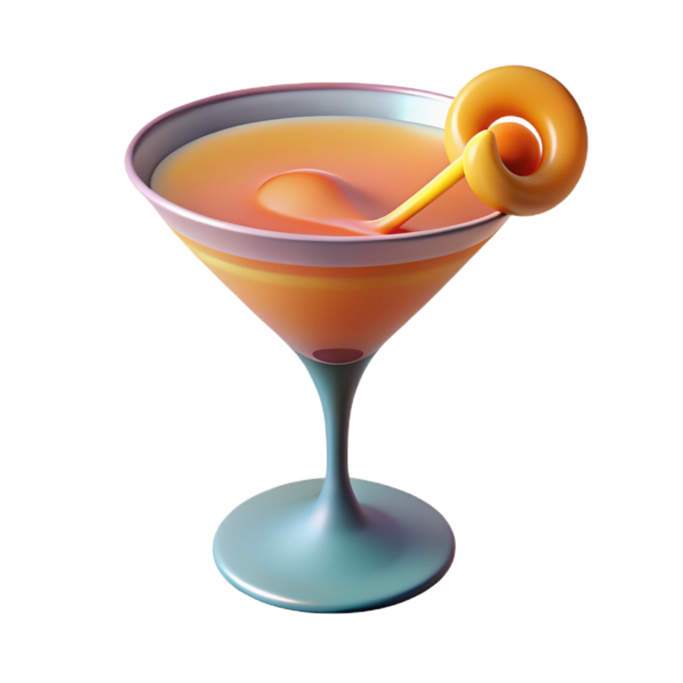 extraordinary abstract A single, stylized cocktail glass with abstract garnish, detailed png
