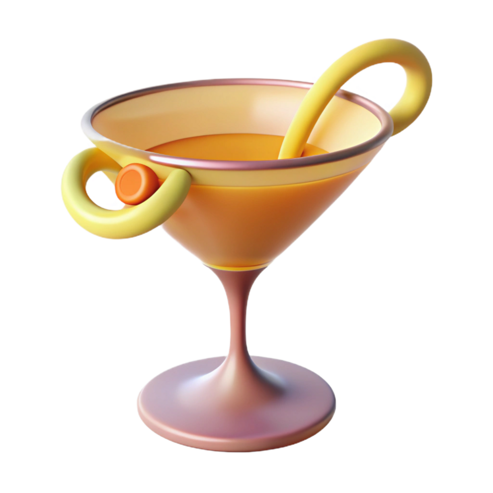 serene traditional A single, stylized cocktail glass with abstract garnish, authentic png