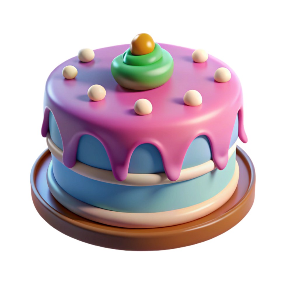 dramatic classic A single, stylized birthday cake with abstract frosting, 4K png