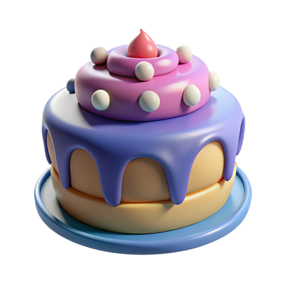beautiful rustic A single, stylized birthday cake with abstract frosting, high quality png