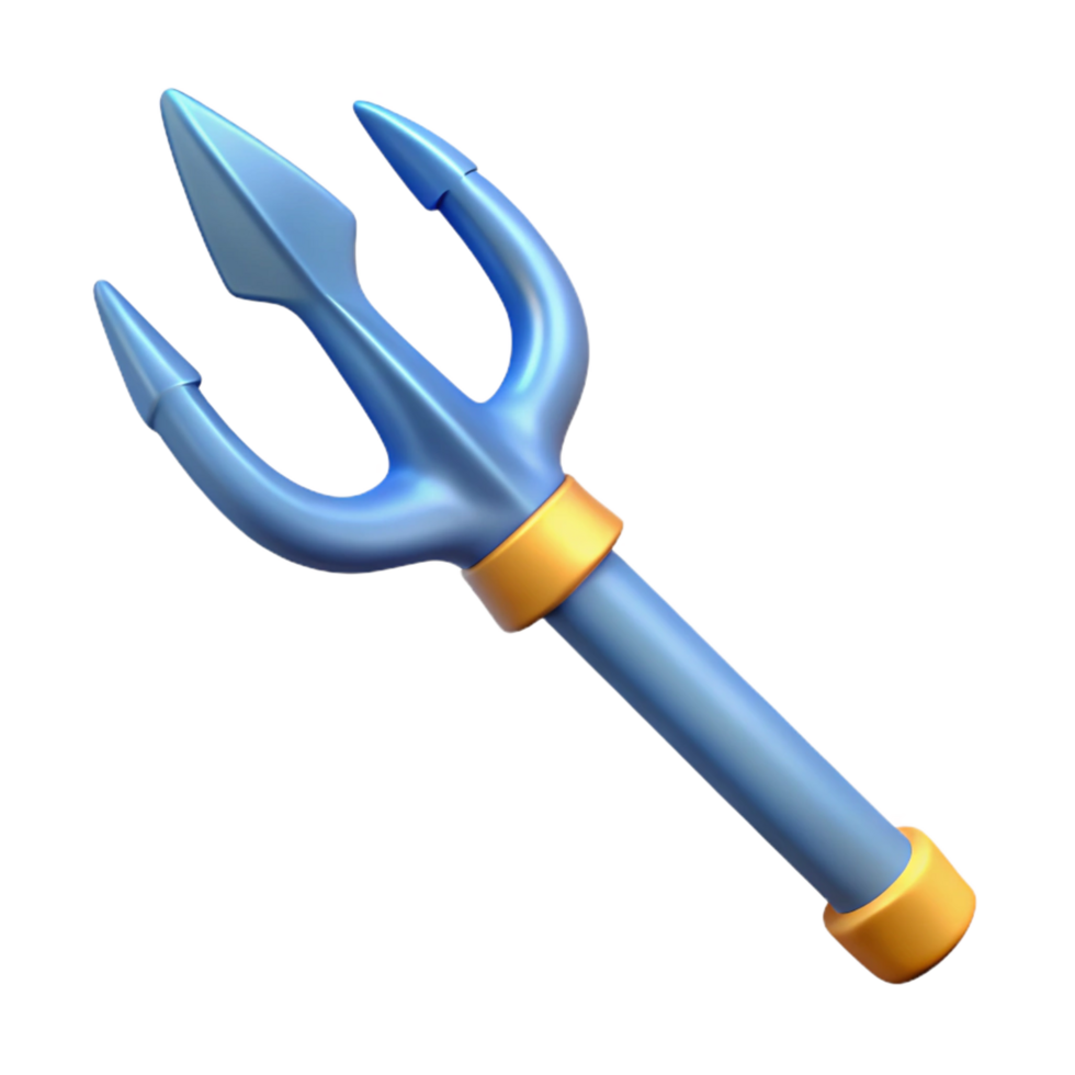 impressive vintage Trident of Poseidon, three-pronged spear 4K png