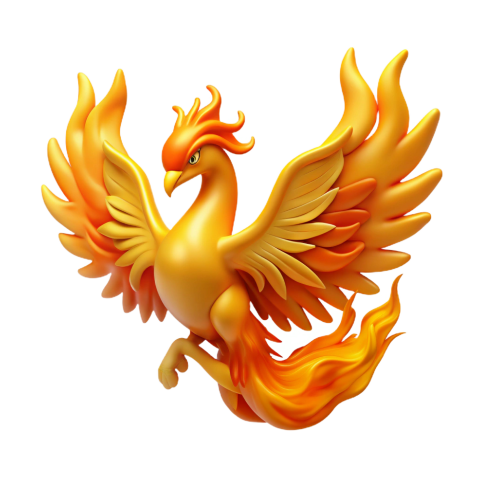 wonderful minimalist Phoenix, mythical firebird, rising from flames authentic png