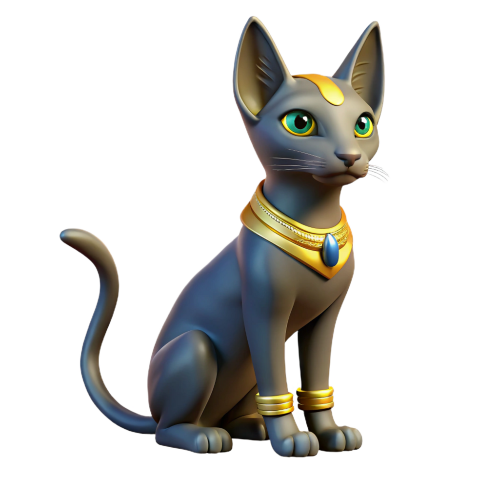 magnificent vintage Bastet, Egyptian cat goddess high resolution png