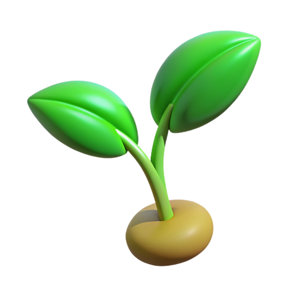 elegant classic Green sprout with two leaves authentic png
