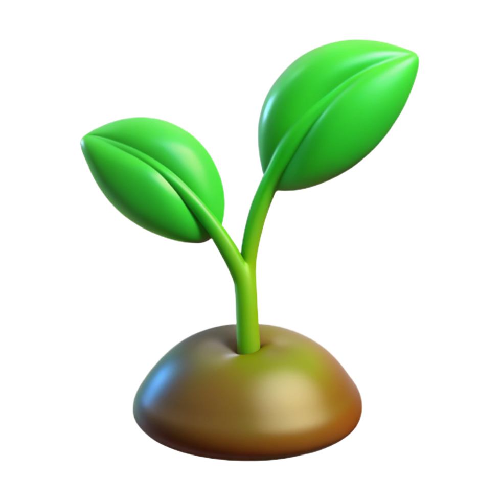 vibrant abstract Green sprout with two leaves high quality png