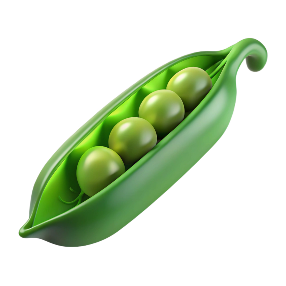 magnificent contemporary Green pea pod open with peas visible authentic png