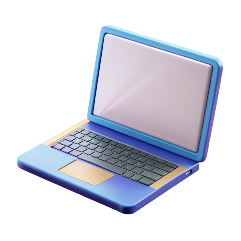 extraordinary traditional Laptop computer, open, blank screen 4K png