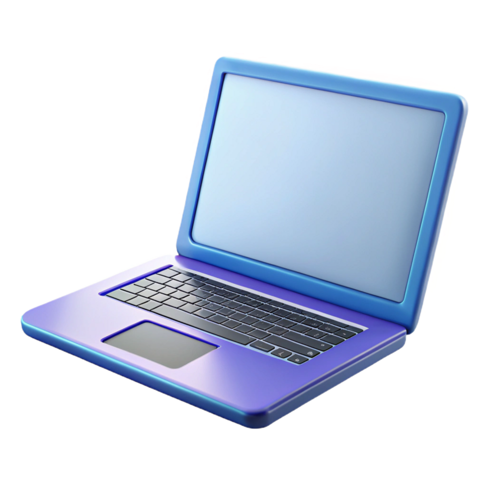 magnificent traditional Laptop computer, open, blank screen authentic png