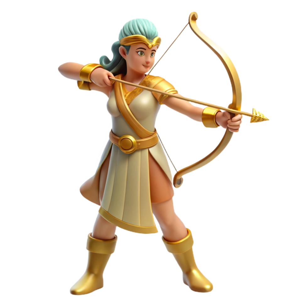 wonderful modern Artemis, goddess of the hunt, with a bow and arrow genuine png