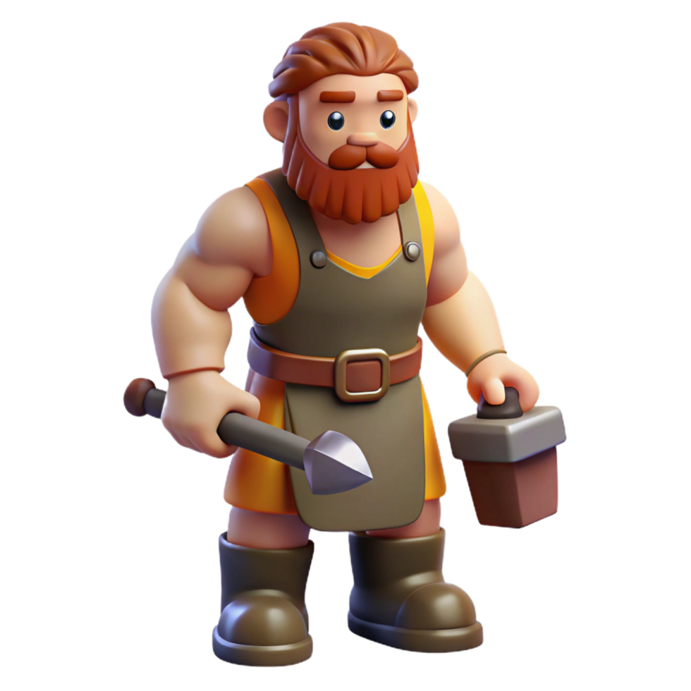 beautiful traditional Hephaestus, Greek god of the forge, with a hammer 4K png