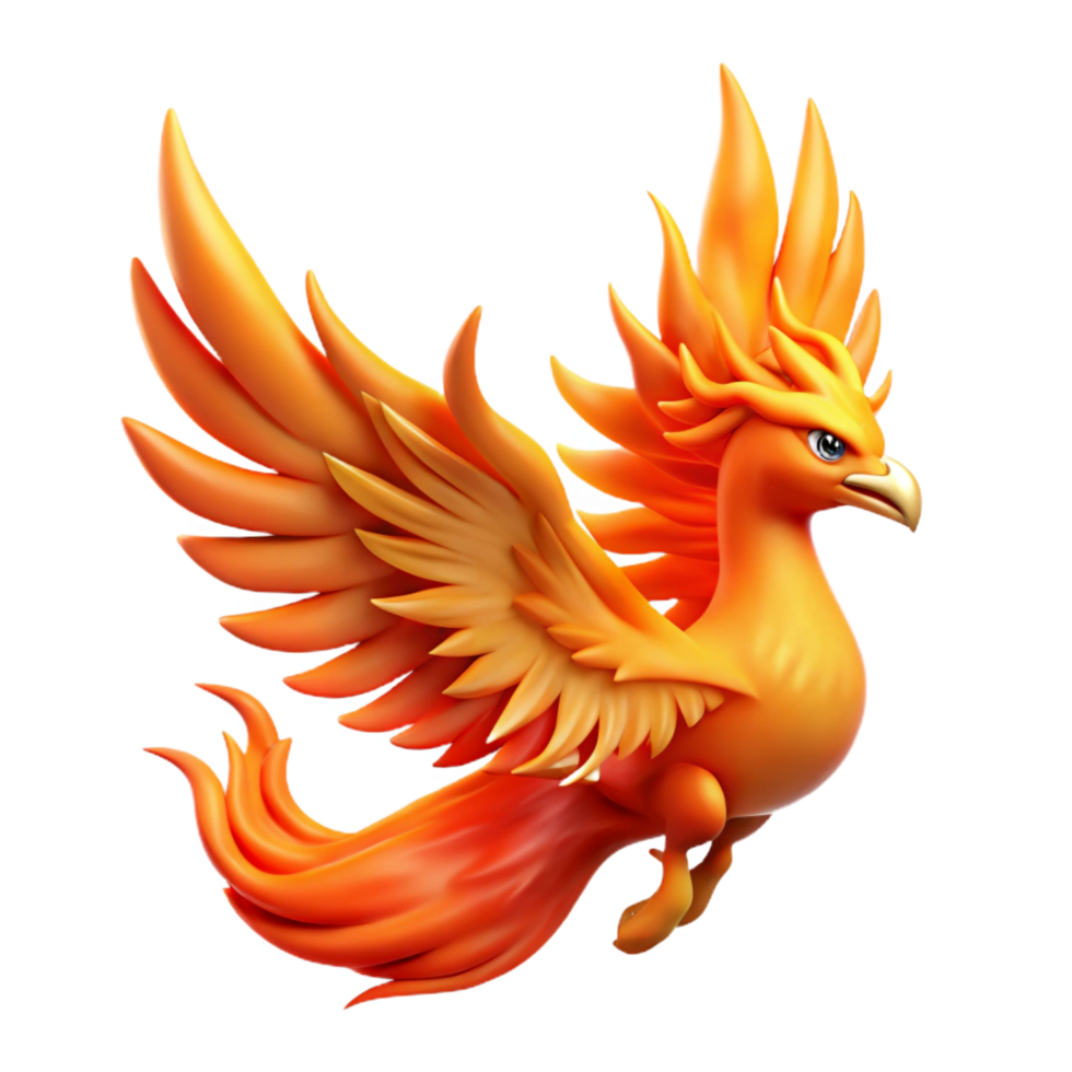 dramatic creative Phoenix, mythical firebird, engulfed in flames genuine png