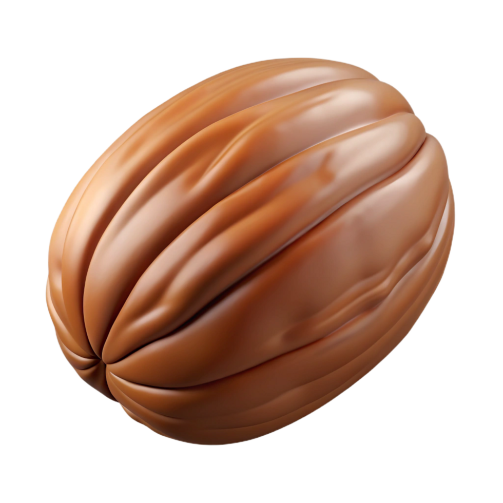 impressive abstract Single brown pecan nut in shell detailed png