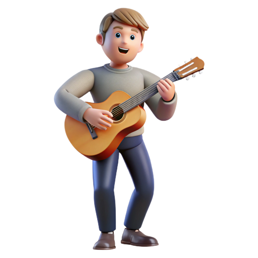 dramatic modern Musician, guitar, passionate gaze, original png