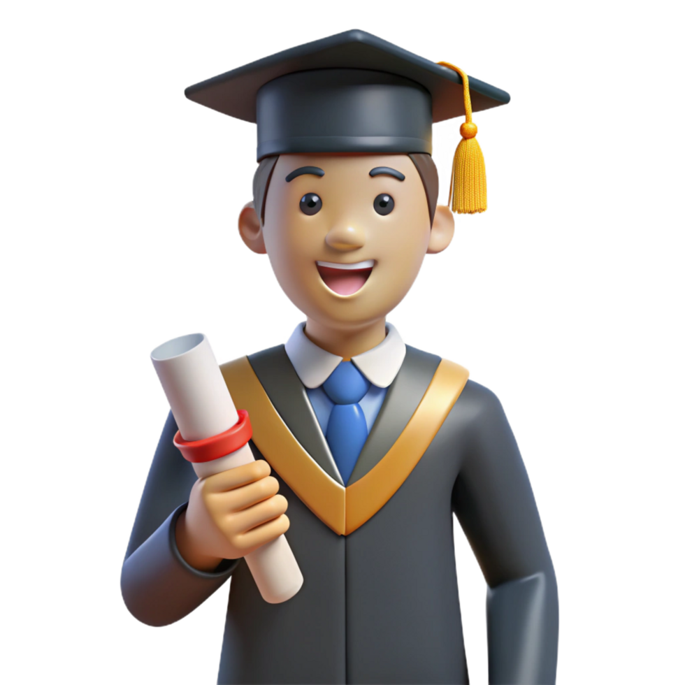 elegant rustic Graduate, diploma in hand, proud expression, detailed png