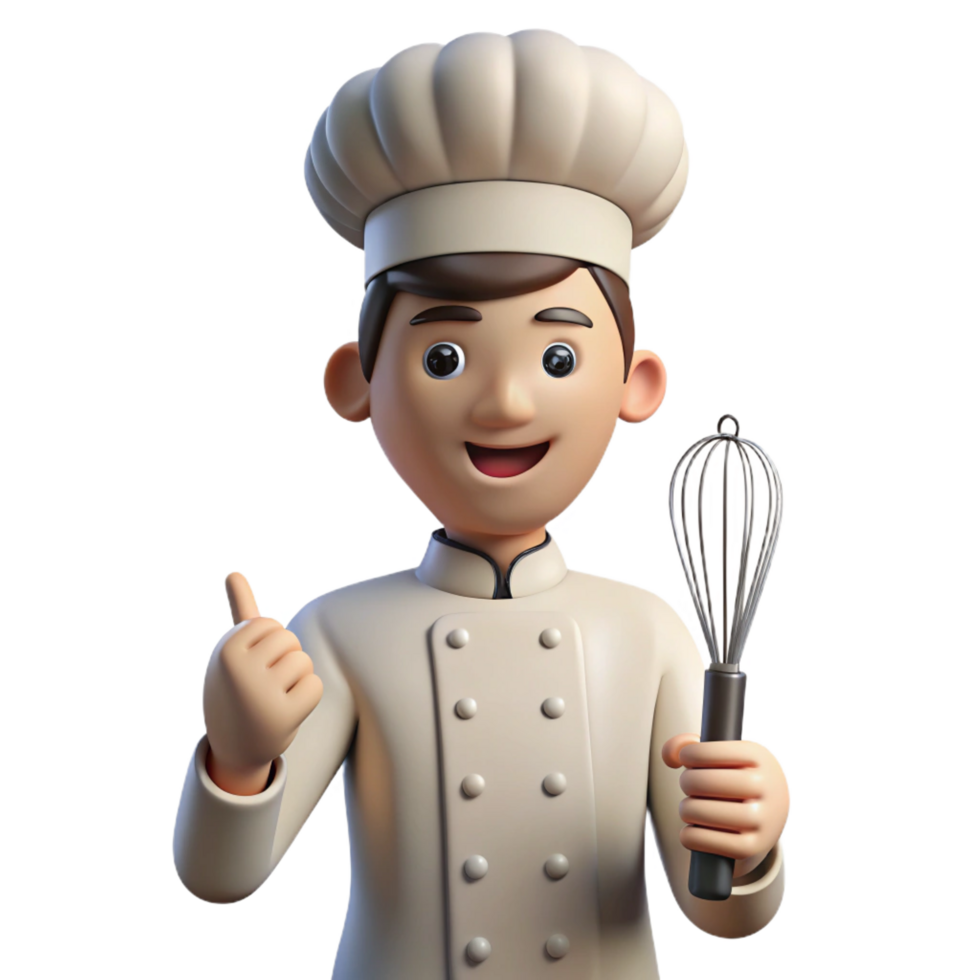 wonderful traditional Chef, holding whisk, smiling confidently, genuine png