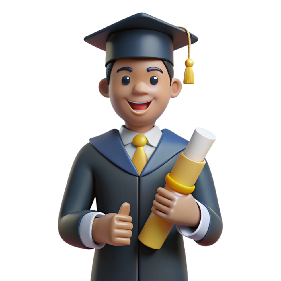 magnificent rustic Graduate, diploma in hand, proud expression, detailed png