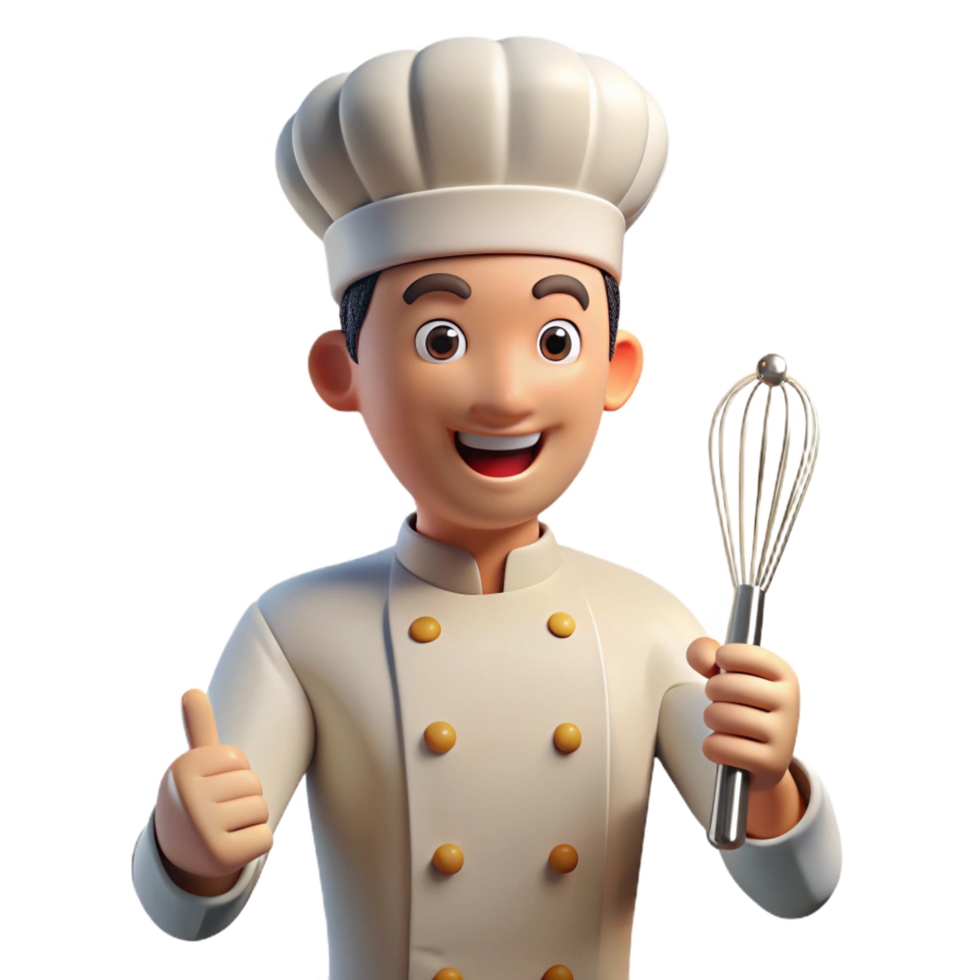 serene modern Chef, holding whisk, smiling confidently, premium png