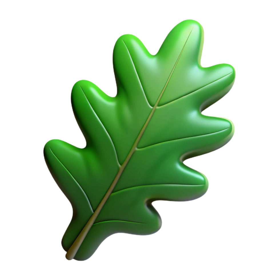 vibrant rustic Green oak leaf 4K png