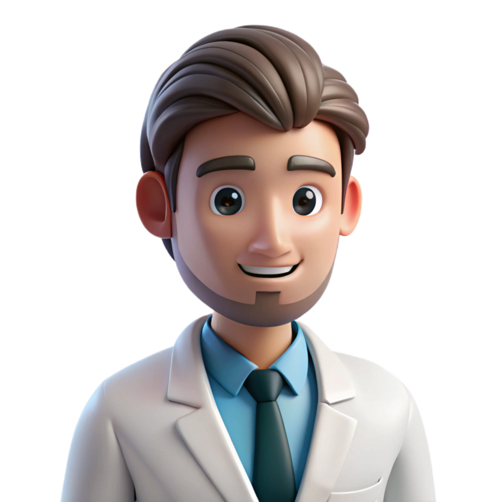 stunning minimalist Doctor, wearing lab coat, thoughtful expression, authentic png