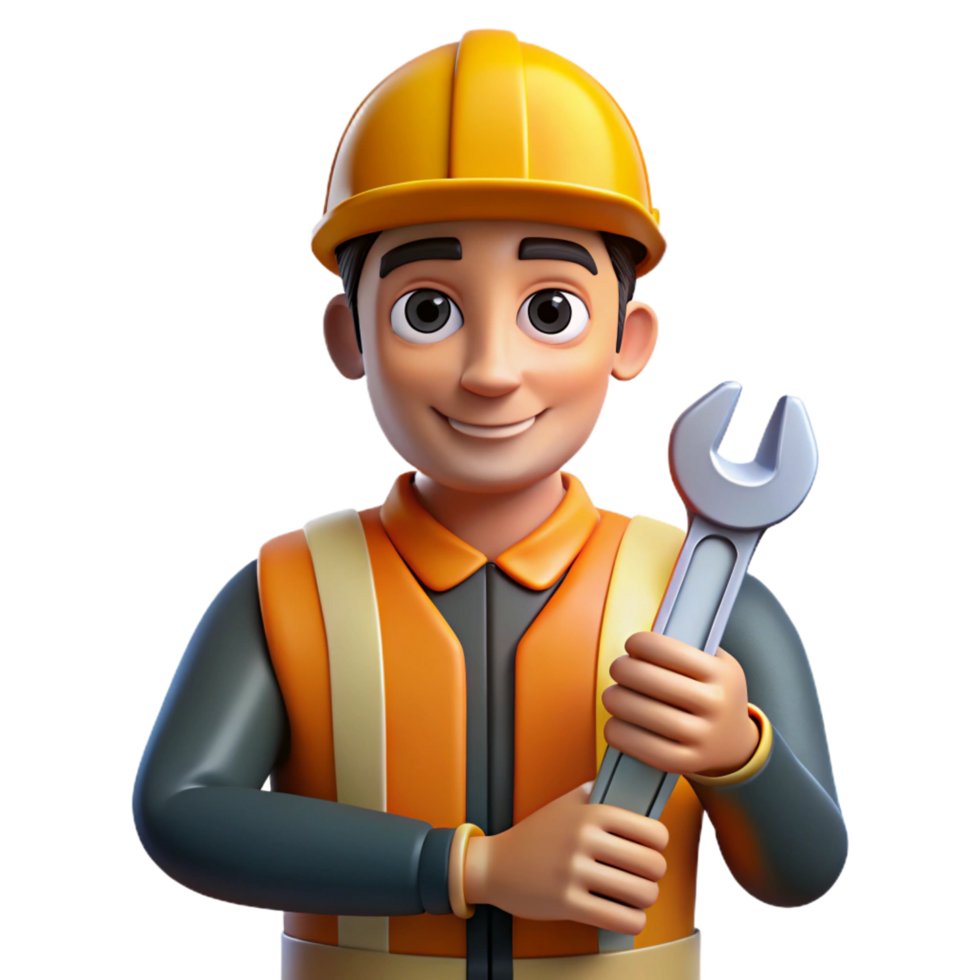 elegant vintage Construction worker, holding wrench, determined gaze, professional png