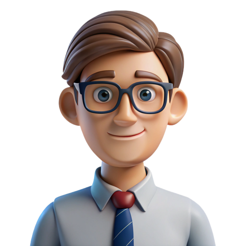 beautiful contemporary Businessman, tie and glasses, premium png