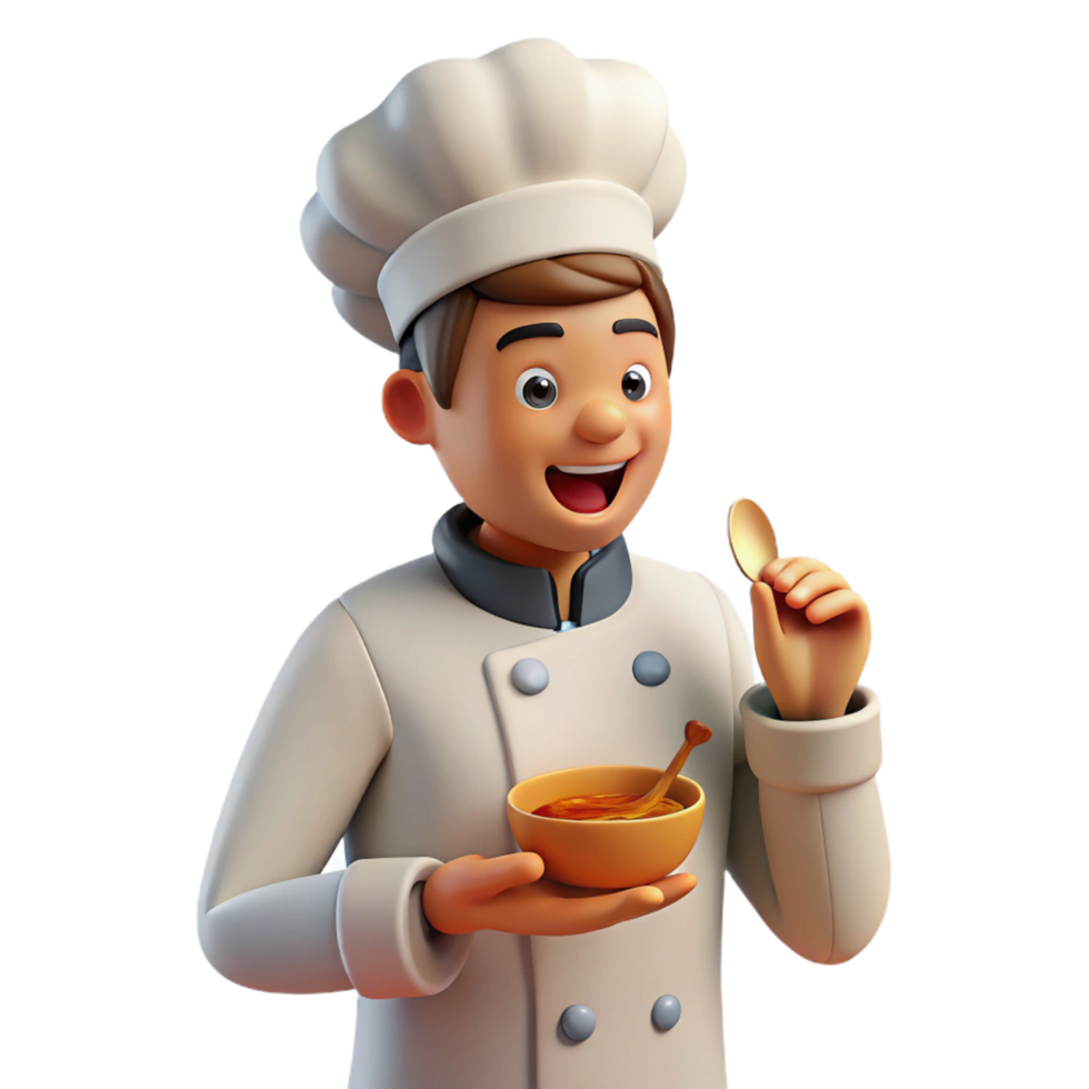 beautiful creative Chef, tasting food, satisfied expression, genuine png