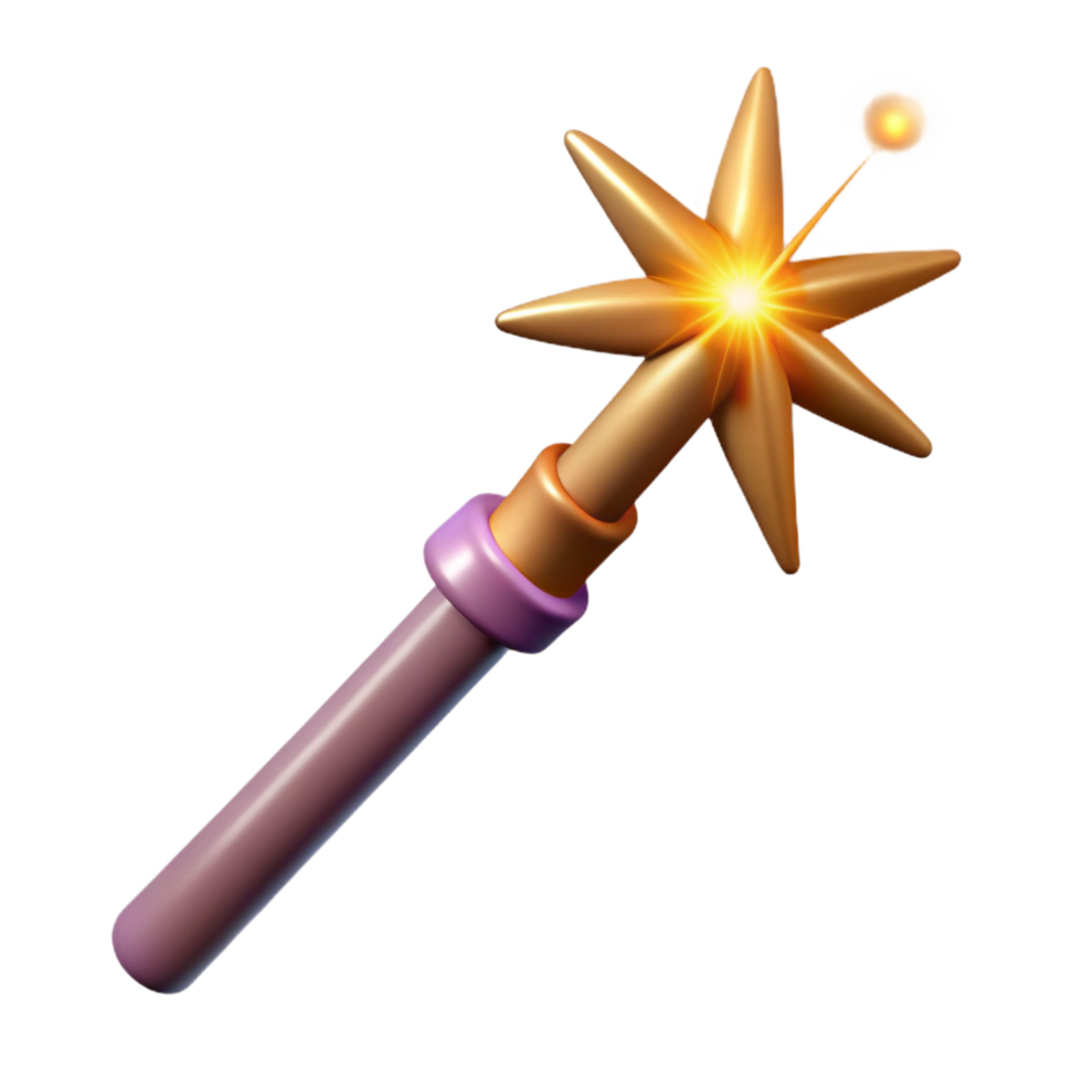vibrant abstract A single, magic wand, emitting sparks of energy premium png