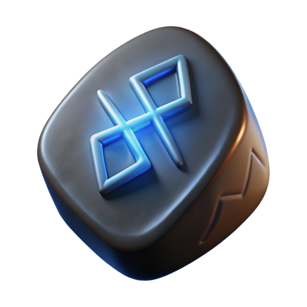 serene minimalist A single, glowing rune stone, inscribed with ancient symbols professional png