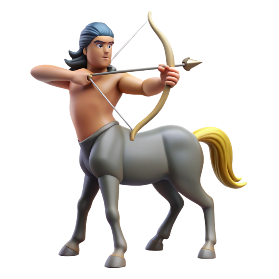 serene abstract A powerful centaur, bow drawn and arrow aimed high quality png