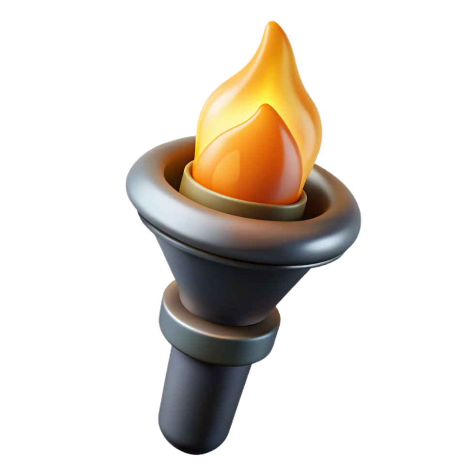 vibrant modern A single, burning torch, casting a flickering light exclusive png