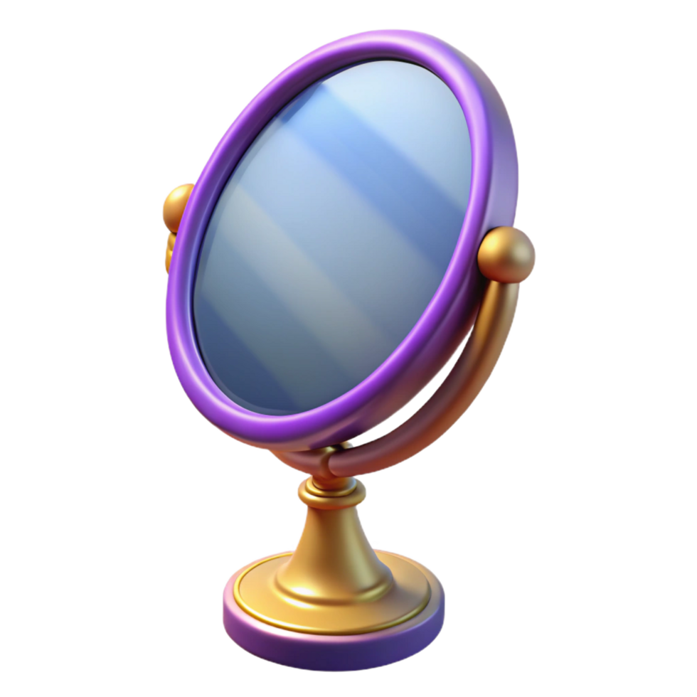 wonderful rustic A single, magic mirror, reflecting a distorted image detailed png
