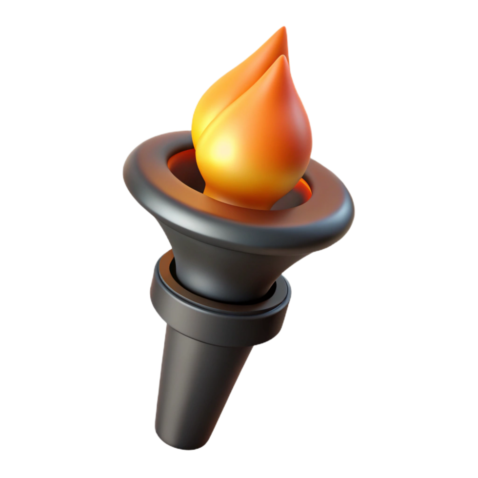 dramatic modern A single, burning torch, casting a flickering light 4K png