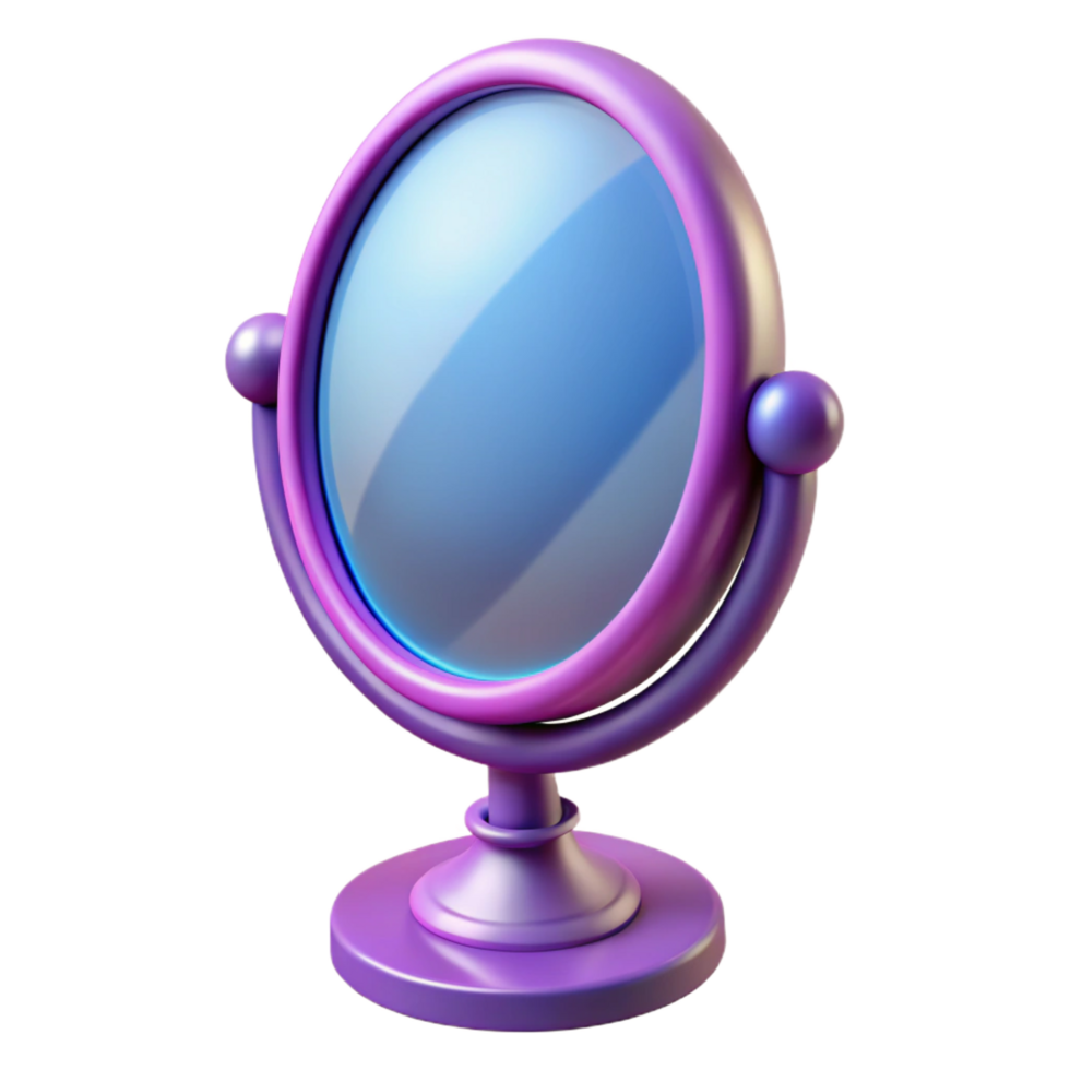 dramatic contemporary A single, magic mirror, reflecting a distorted image premium png