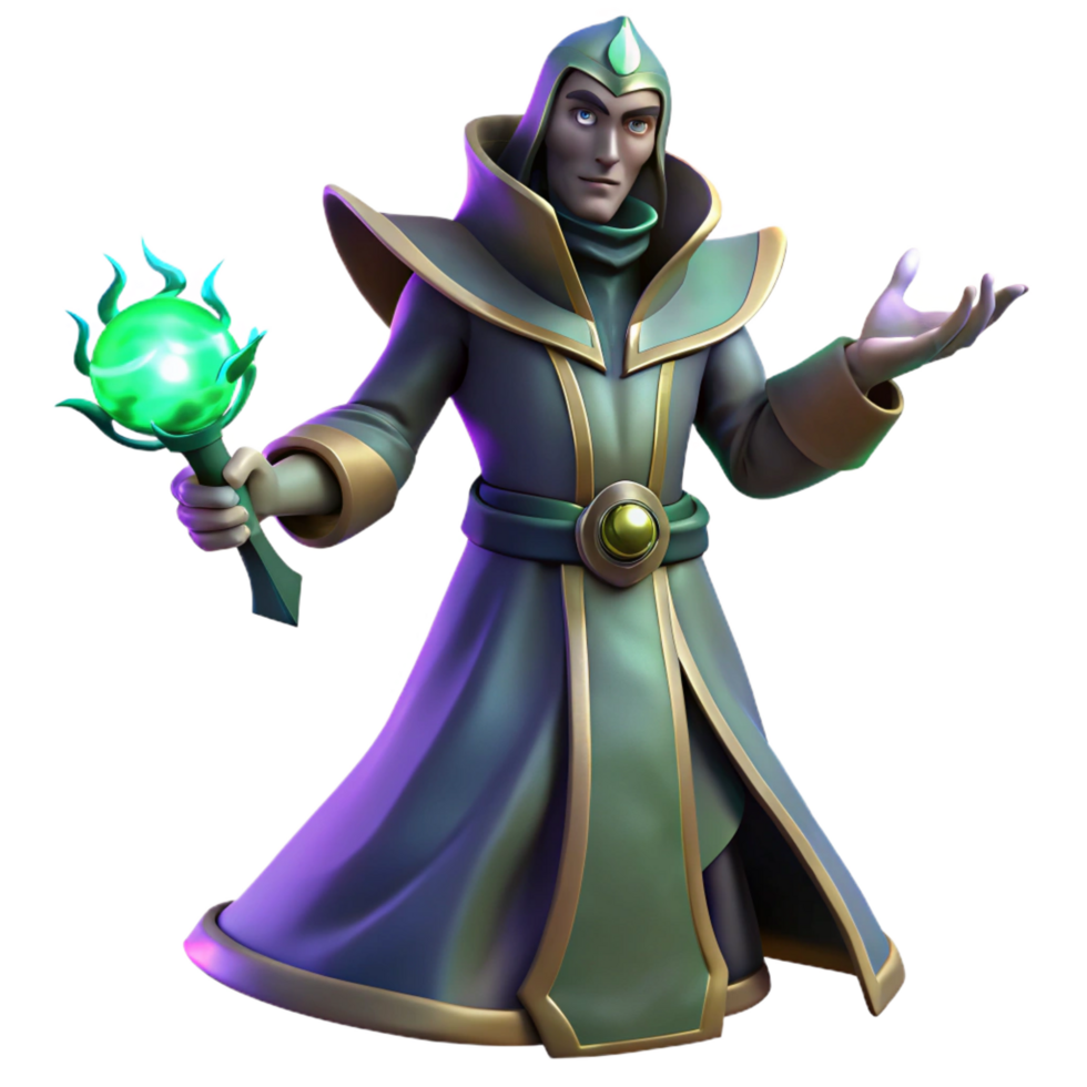 serene contemporary A powerful warlock, casting a dark spell exclusive png