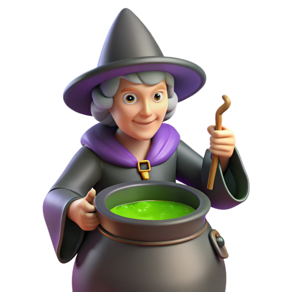 serene rustic A mysterious witch, brewing a potion genuine png