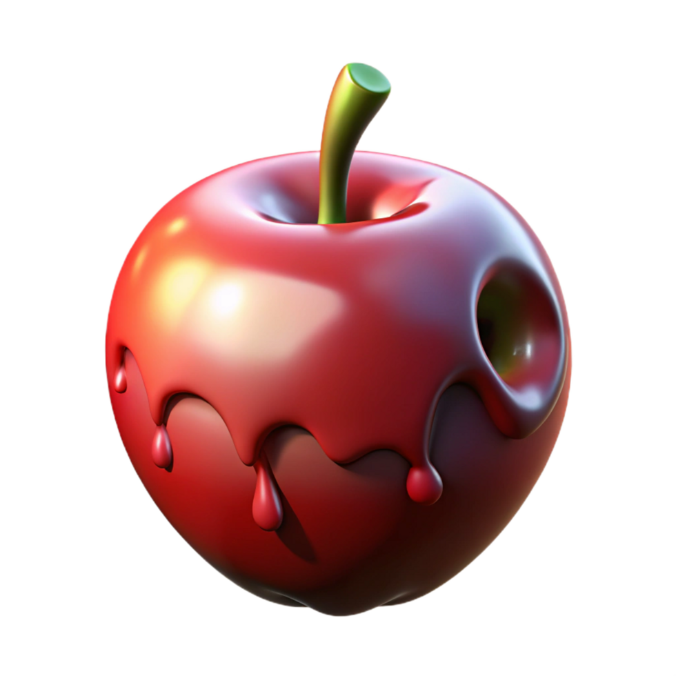 dramatic minimalist A single, poisoned apple, glistening with a deadly sheen high resolution png