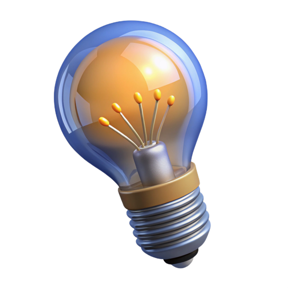 wonderful abstract A light bulb, filament glowing original png