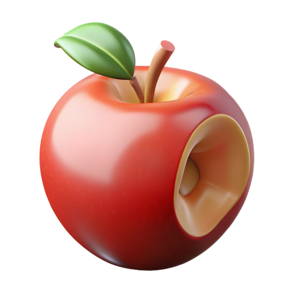vibrant creative An apple with a single bite taken out 4K png