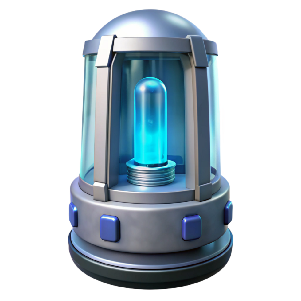 impressive artistic Cryogenic stasis pod with frosted glass and digital display professional png