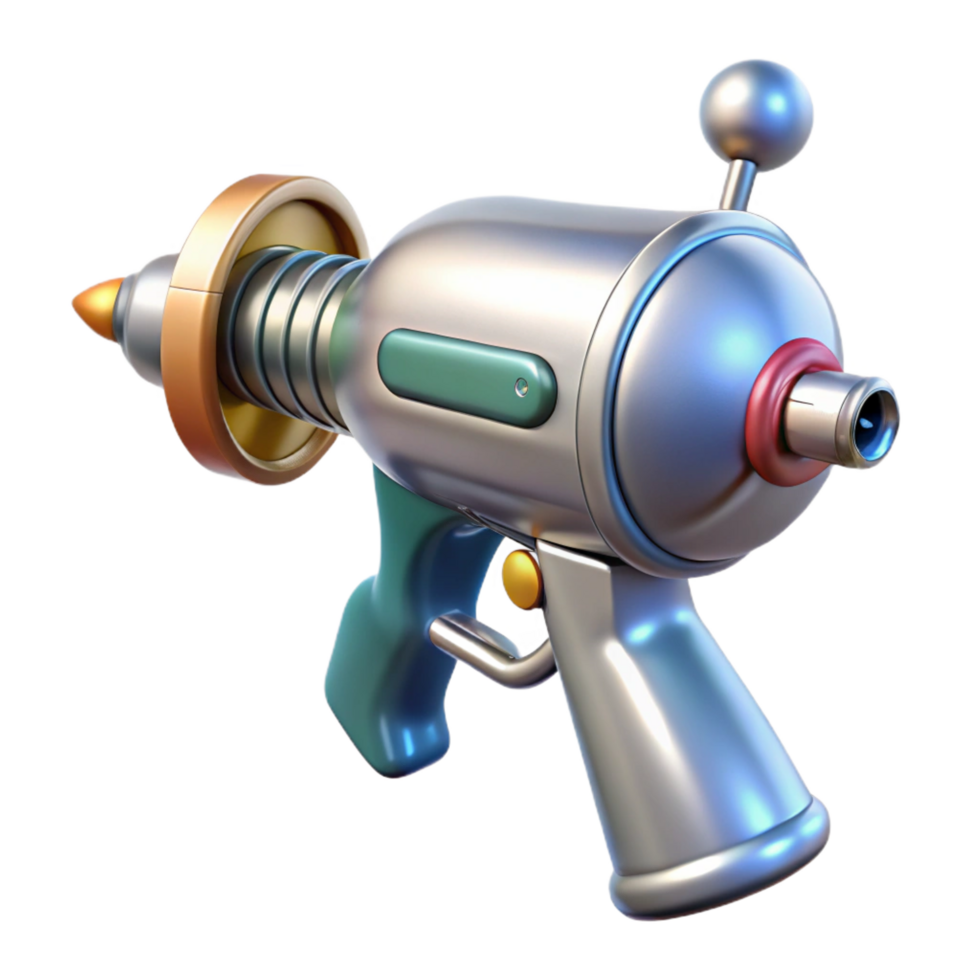 vibrant creative Retro ray gun with chrome finish and bubble chamber genuine png