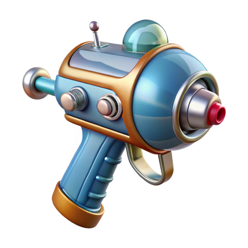 magnificent classic Retro ray gun with chrome finish and bubble chamber original png