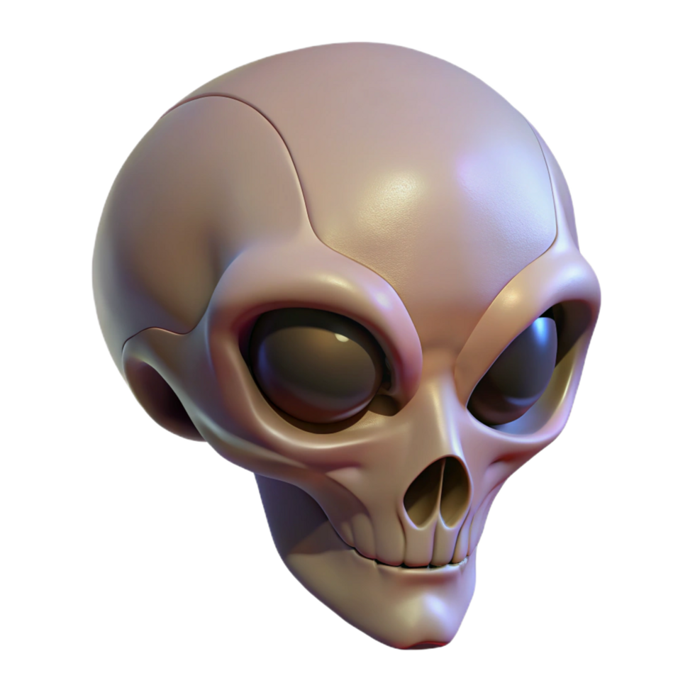 magnificent minimalist Alien skull with elongated cranium and bony protrusions original png